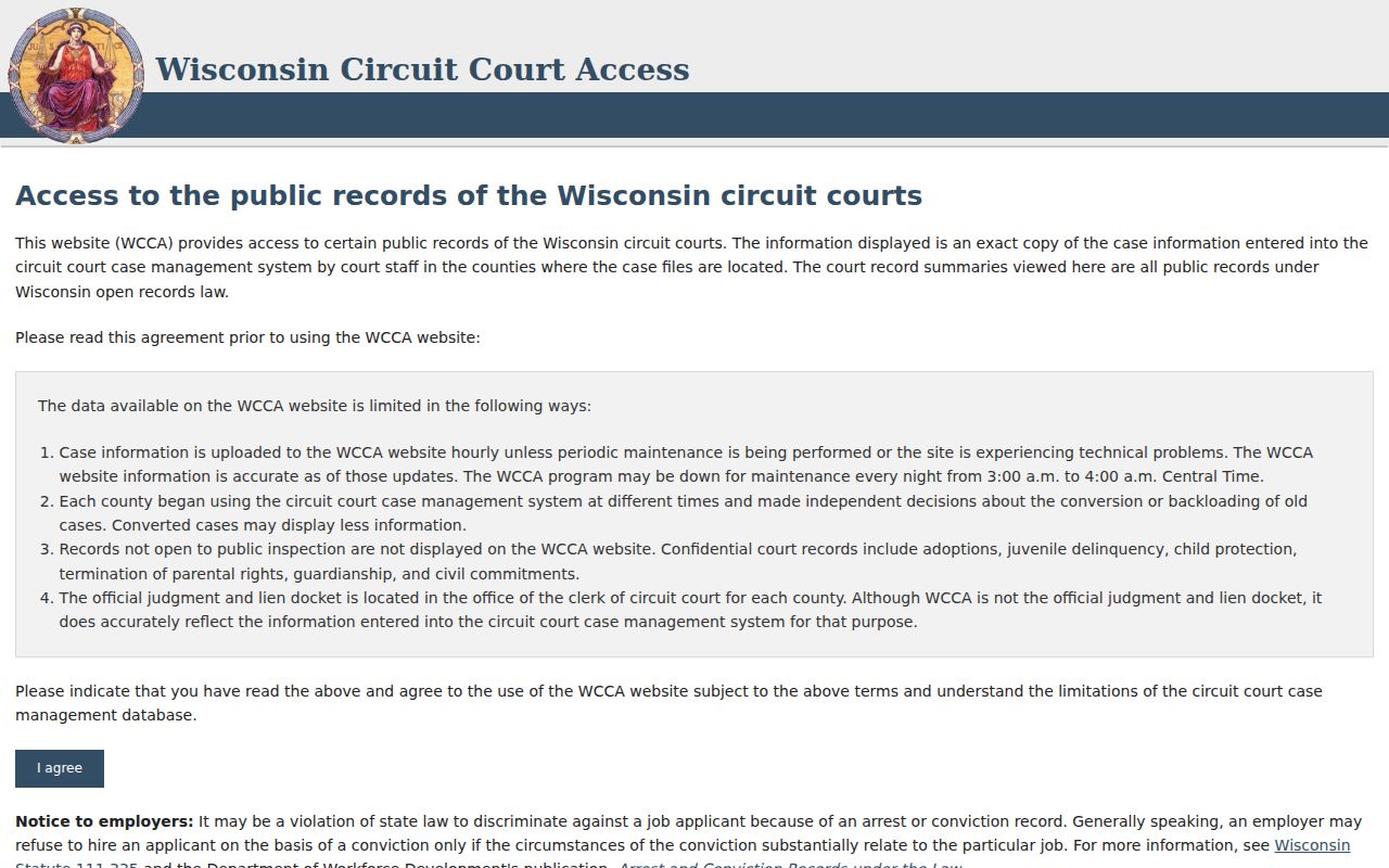 WCCA portal for a Pepin County docket search